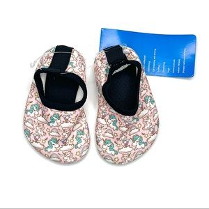 Baby Girl Pink Unicorn Water Shoes Size 1 Stretch Rubber Soles Slip-On Soft Cute